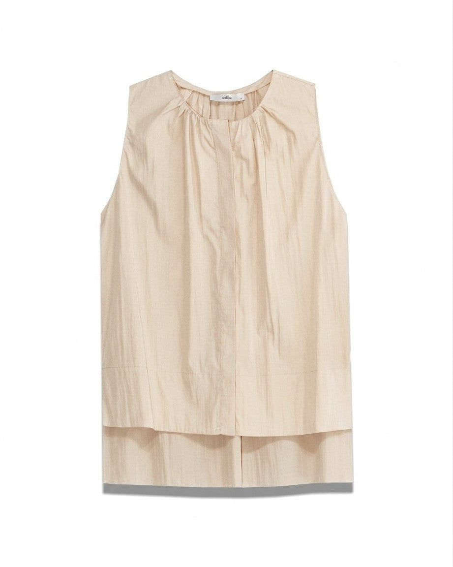 Sleeveless Shirt with Gatherings