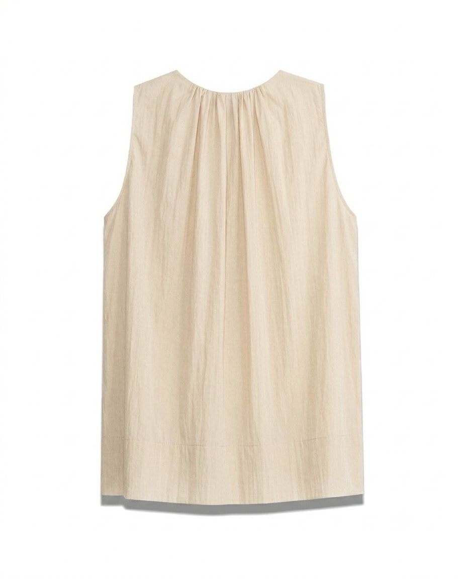 Sleeveless Shirt with Gatherings