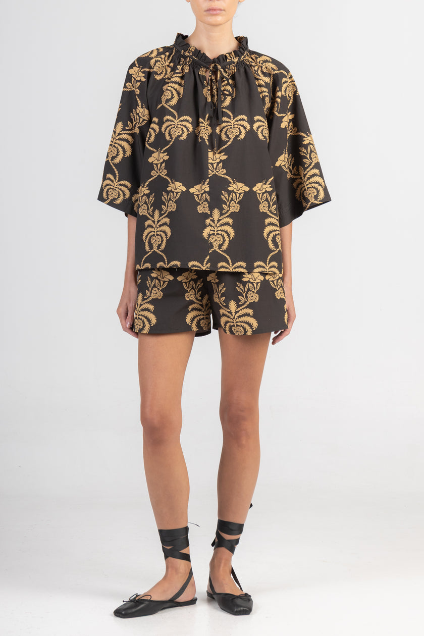Black/Gold Short Sleeve  Blouse