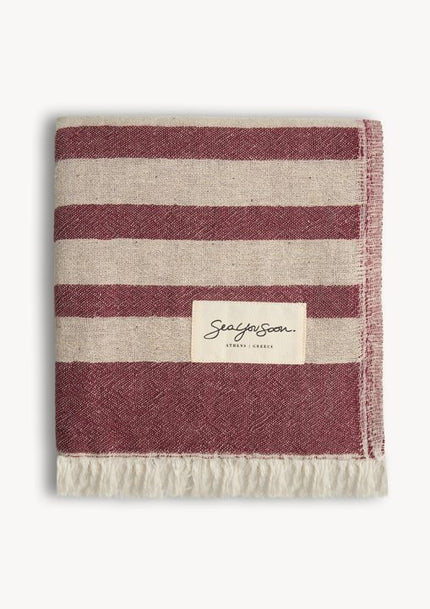 Baia Linen Towel – Burgundy