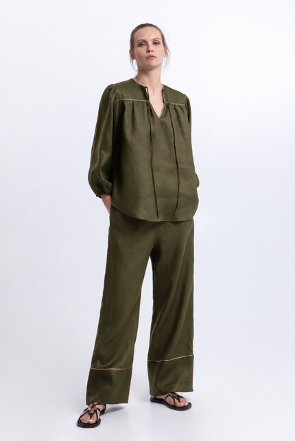 Long Sleeve Linen Blouse