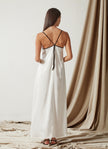 White Long Dress with Black Straps