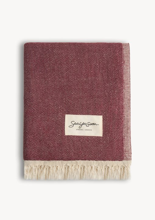 Mare Linen Towel – Burgundy