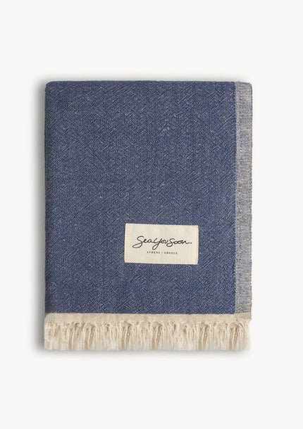 Mare Linen Towel – Navy Blue
