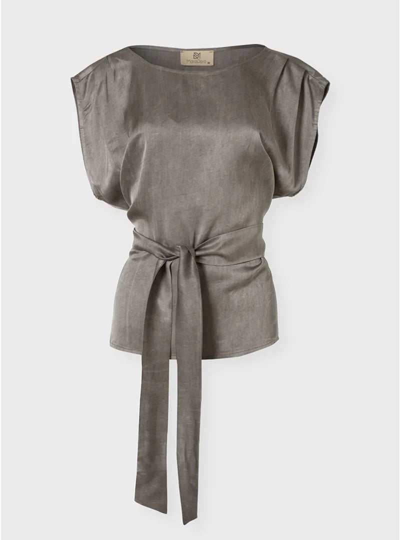Sleeveless Blouse with Belt