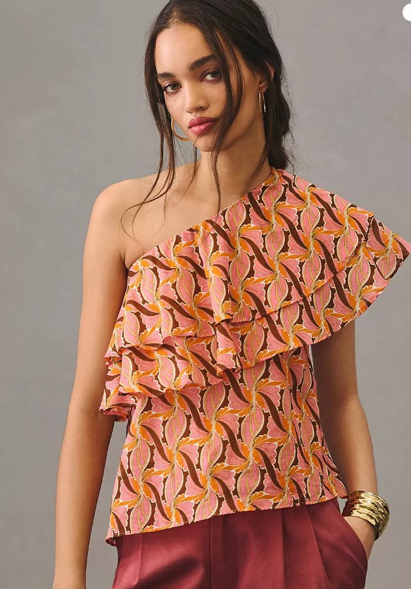 One Shoulder Top with Frills
